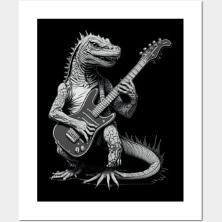 Reptile Playing a Guitar Posters and Art